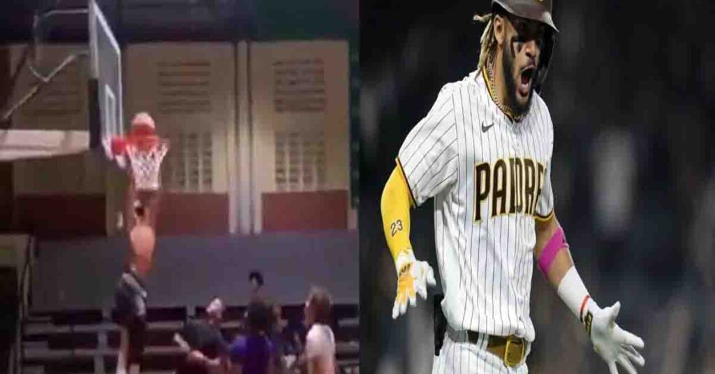 El dominicano Fernando Tatis Jr. muestra su talento para el baloncesto (VÍDEO)