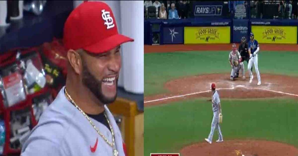 Pujols se va en risa al ver como Yadier Molina le saca el aire a un bateador de Tampa (VIDEO)