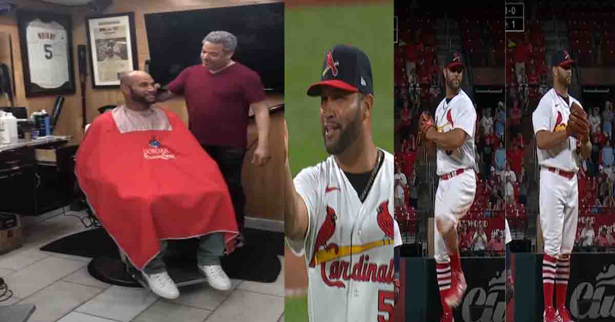 Albert Pujols cuenta su experiencia más memorable como lanzador de las Grandes Ligas desde el asiento de una barbería (VIDEO)