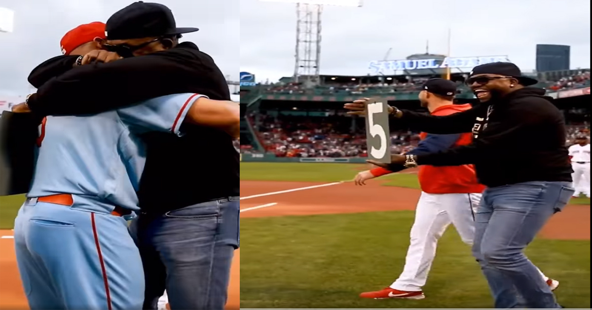 Hermoso momento en el que David Ortiz sorprende a Albert Pujols al ser homenajeado por Boston (VIDEO)