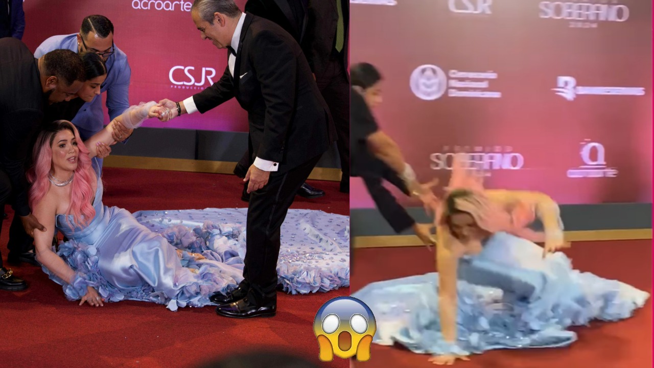 Mira la caída de  Karen Yapoort en plena alfombra de los Premios Soberanos 2024.