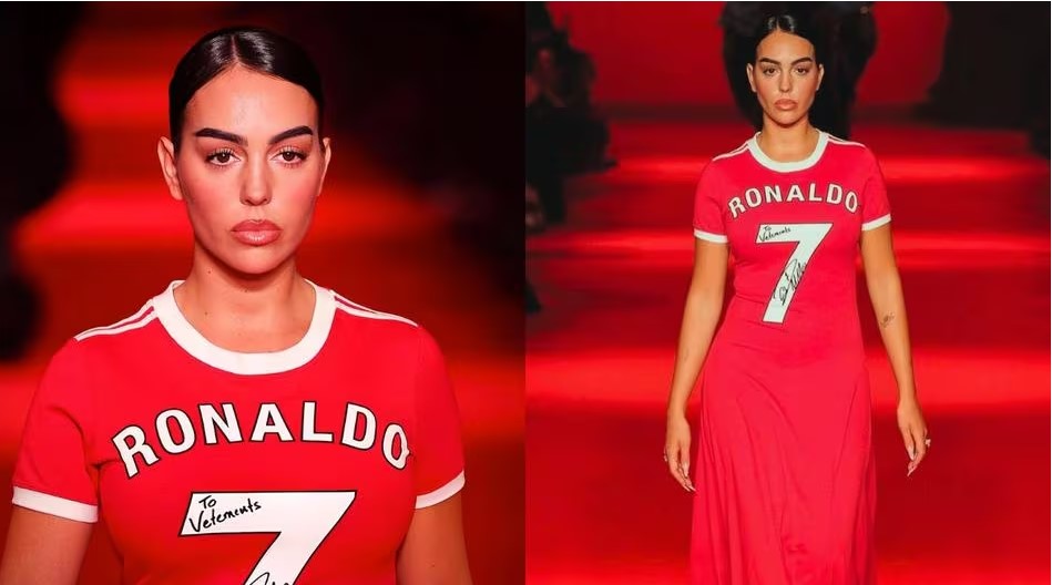 Georgina sorprende desfilando con camiseta de Ronaldo en pasarela de la Semana de la Moda de París😱😍