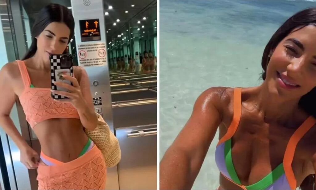 GABY ESPINO DISFRUTA DE UN SOLEADO DÍA EN LA PLAYA LUCIENDO SU ABDOMEN EN BIKINI