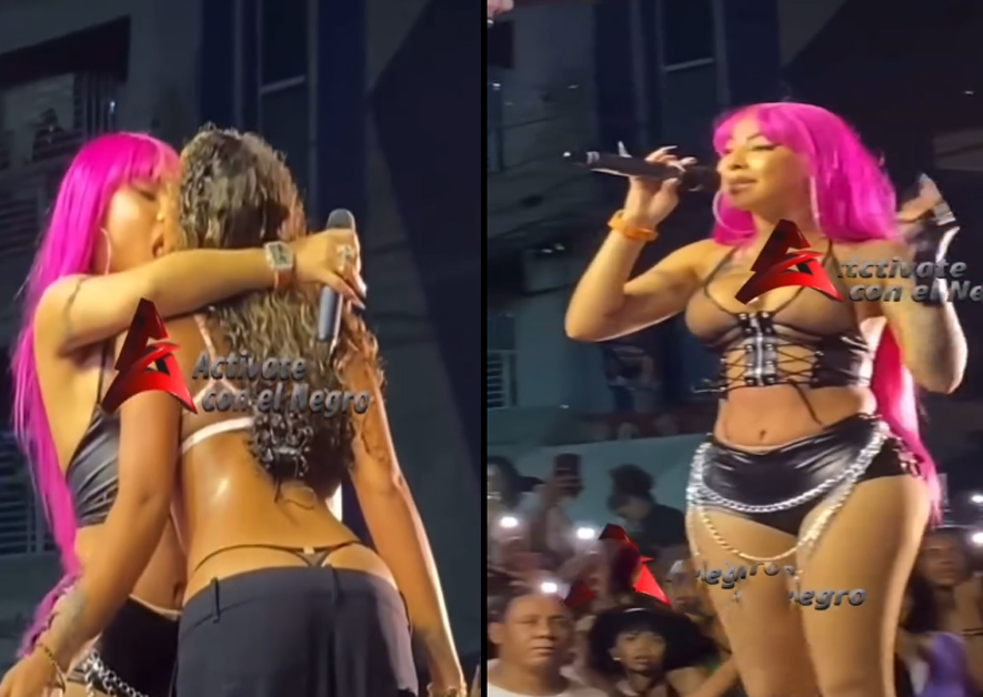 Yailin y tokischa se besan en pleno show (VIDEO)