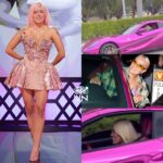 VIDEO: Karol G causa revuelo al ser captada conduciendo su Ferrari rosa en las calles de Miami