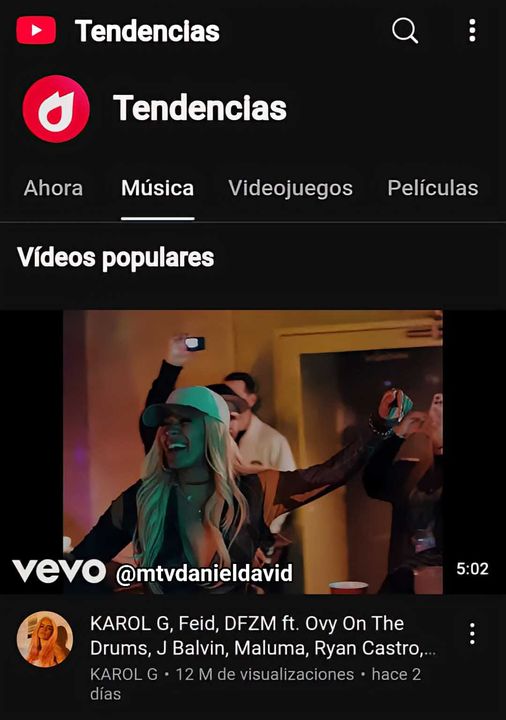 57 Es tendencia de Música en YouTube, en el puesto número #1